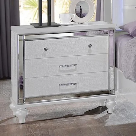 Three Drawer Nightstand with Mirror Accents